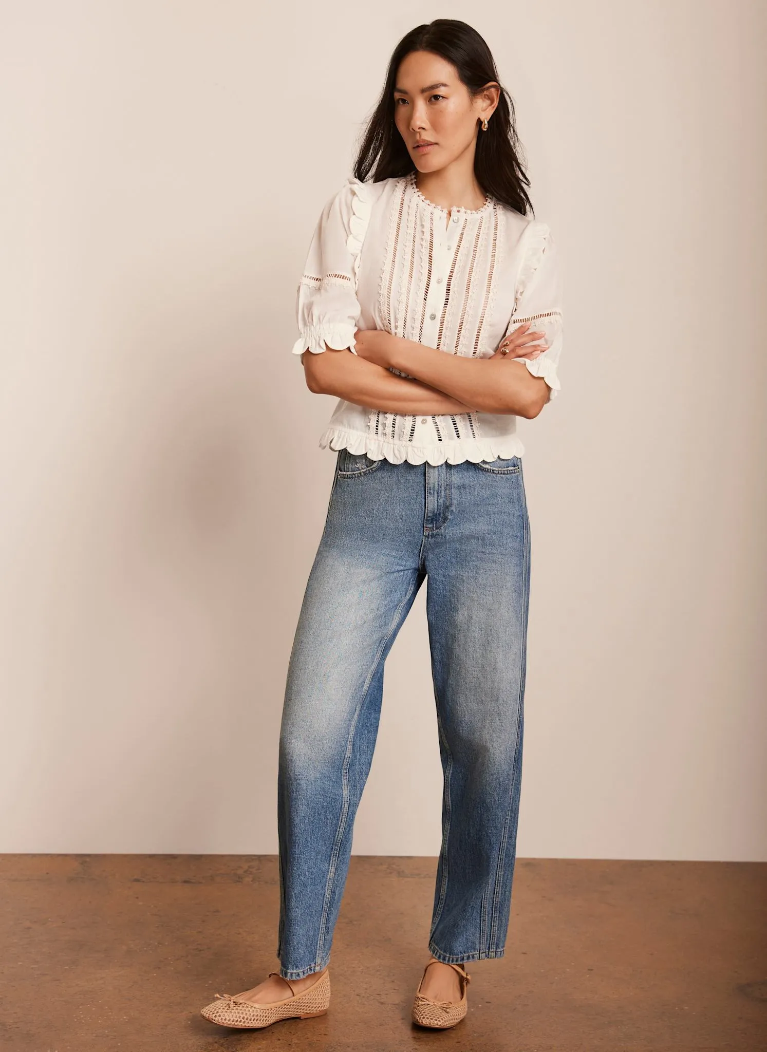 White Ruffle Trim Cotton Top sold by Mint Velvet product image thumbnail 5