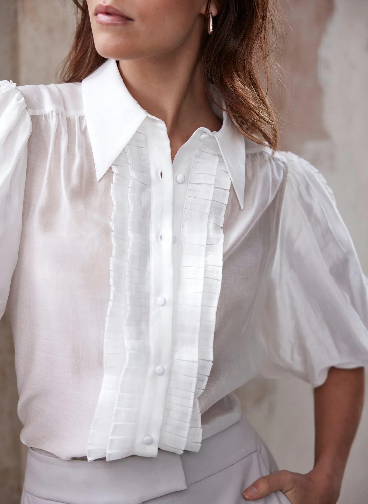 White Puff Sleeve Shirt sold by Mint Velvet product image thumbnail 4
