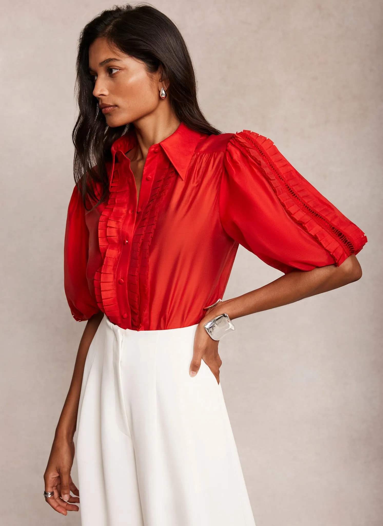 Red Puff Sleeve Shirt sold by Mint Velvet product image thumbnail 3