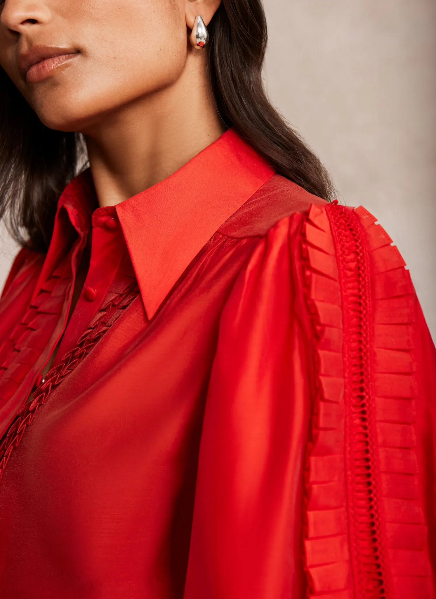 Red Puff Sleeve Shirt sold by Mint Velvet product image thumbnail 4