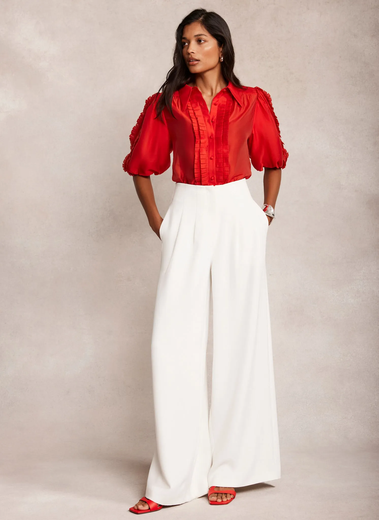 Red Puff Sleeve Shirt sold by Mint Velvet product image thumbnail 2