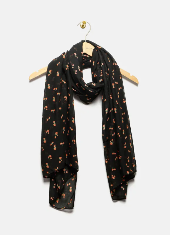 Black Strawberry Print Lightweight Scarf sold by Mint Velvet
