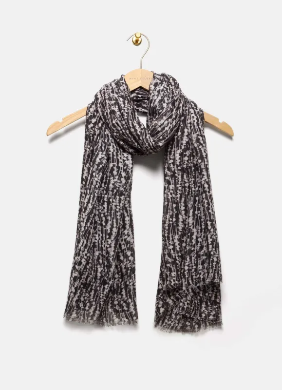 Black Graphic Print Lightweight Scarf sold by Mint Velvet