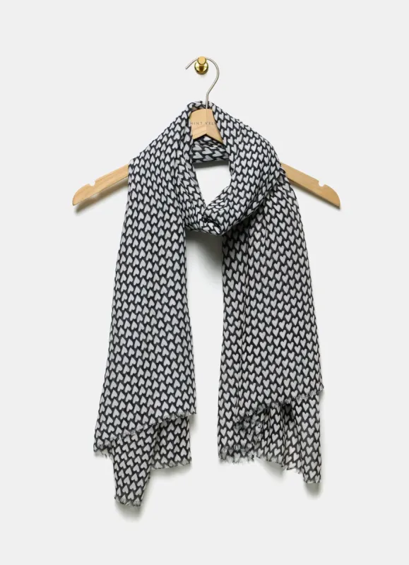 Black Heart Print Lightweight Scarf sold by Mint Velvet