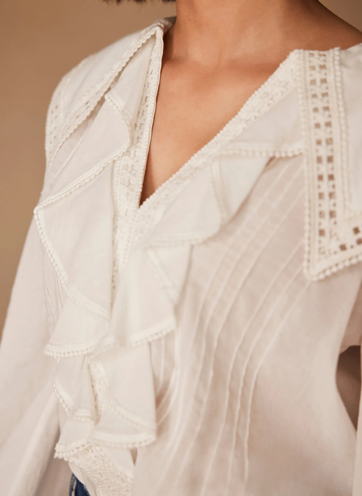 White Statement Collar Ruffle Blouse sold by Mint Velvet product image thumbnail 4