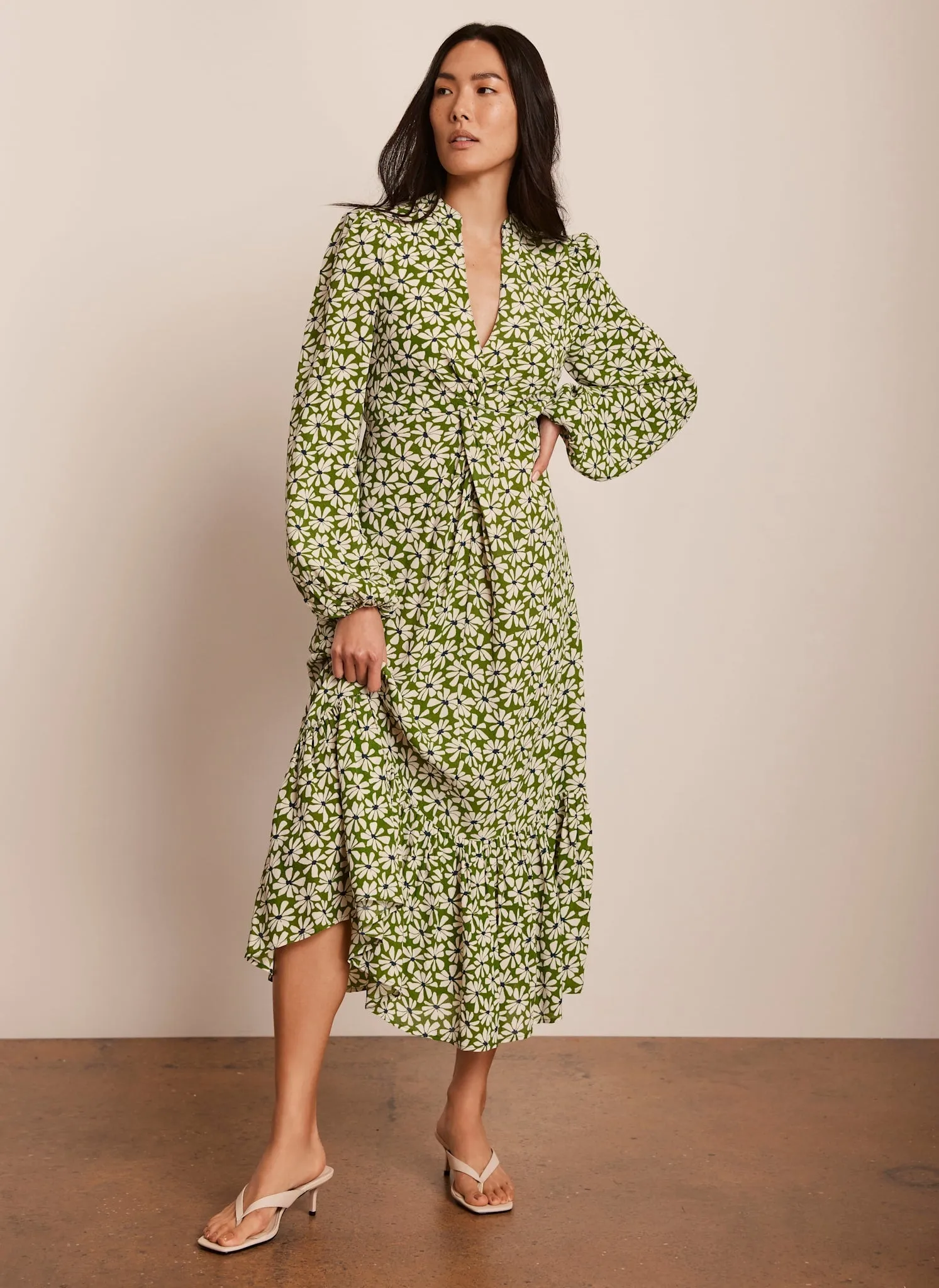 Green Floral Print Midi Dress sold by Mint Velvet