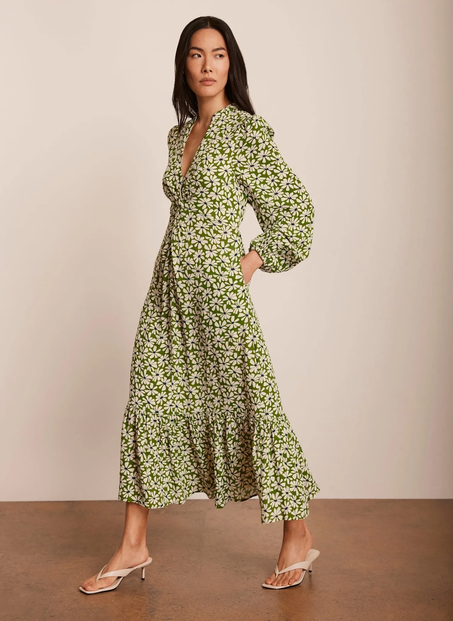Green Floral Print Midi Dress sold by Mint Velvet product image thumbnail 4