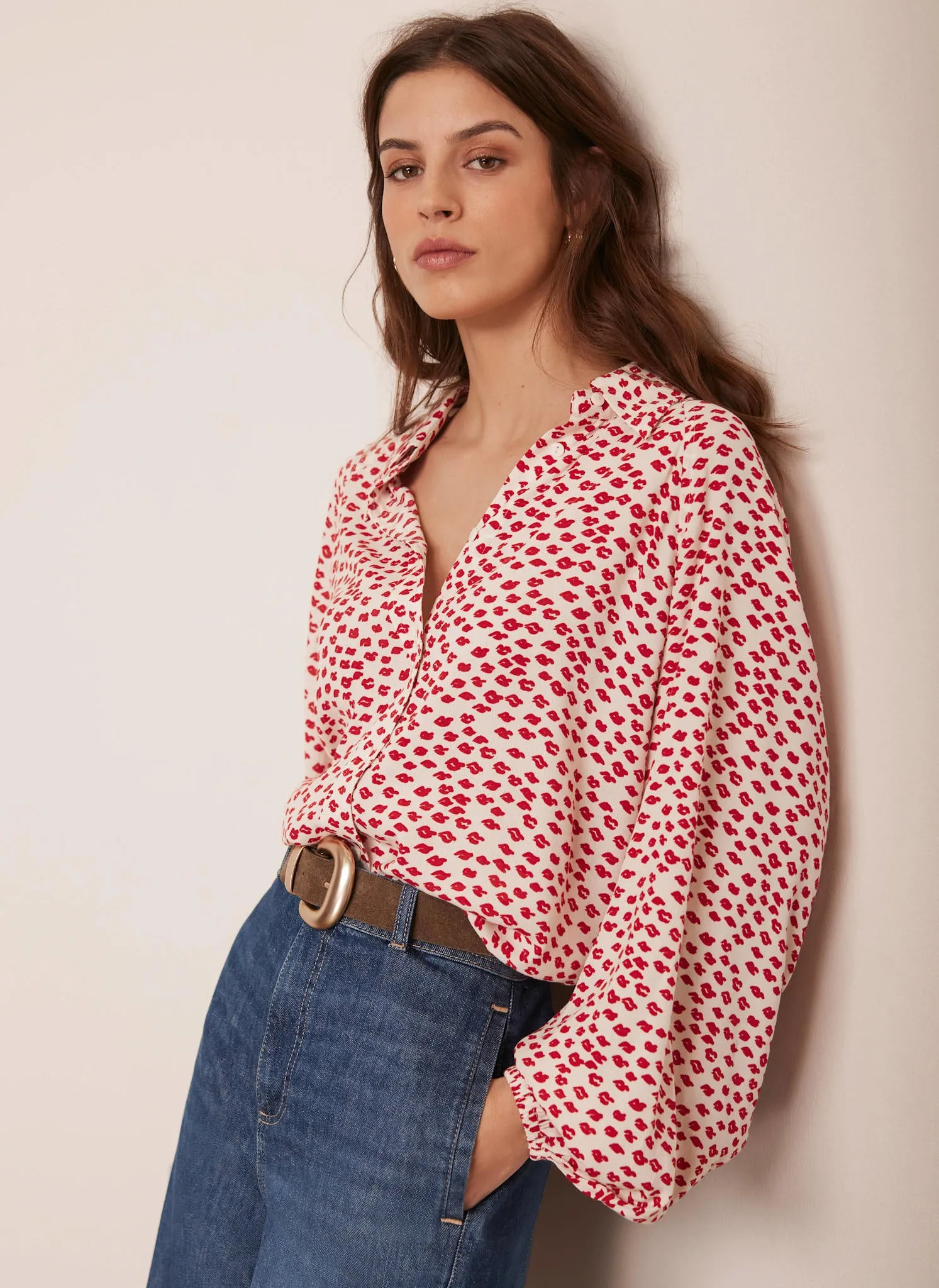 Cream Lips Print Shirt sold by Mint Velvet product image thumbnail 5
