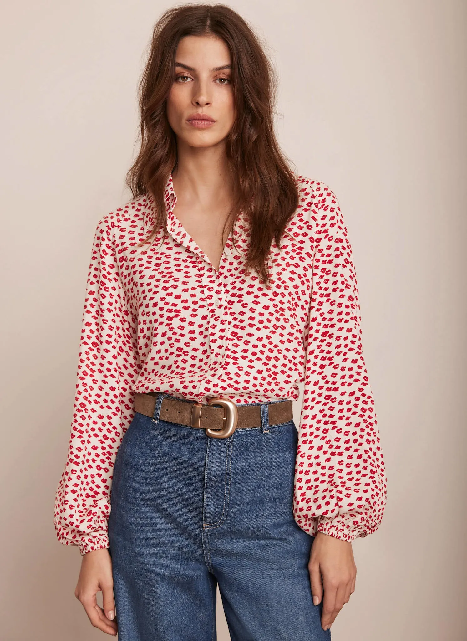 Cream Lips Print Shirt sold by Mint Velvet product image thumbnail 2
