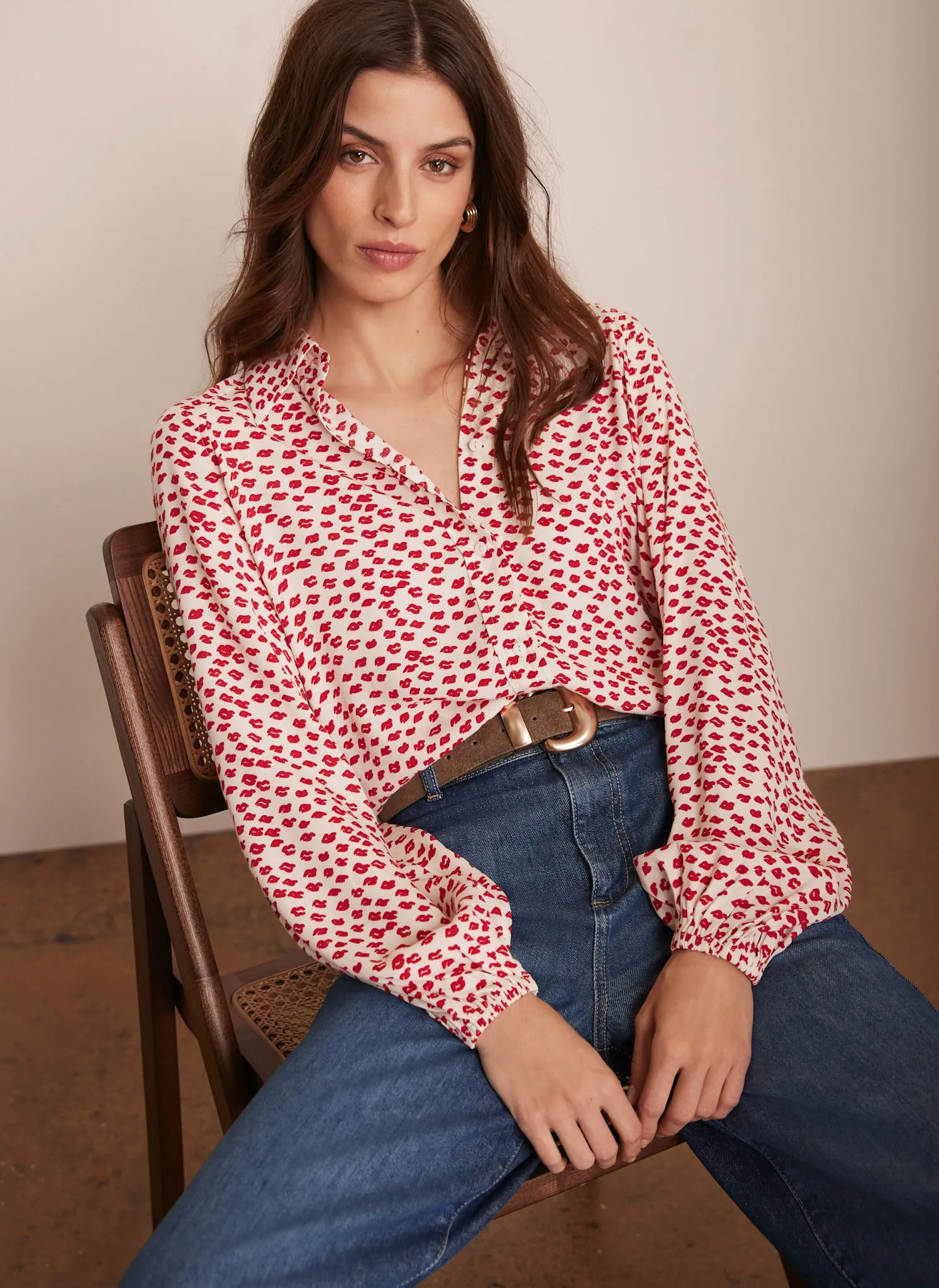 Cream Lips Print Shirt sold by Mint Velvet