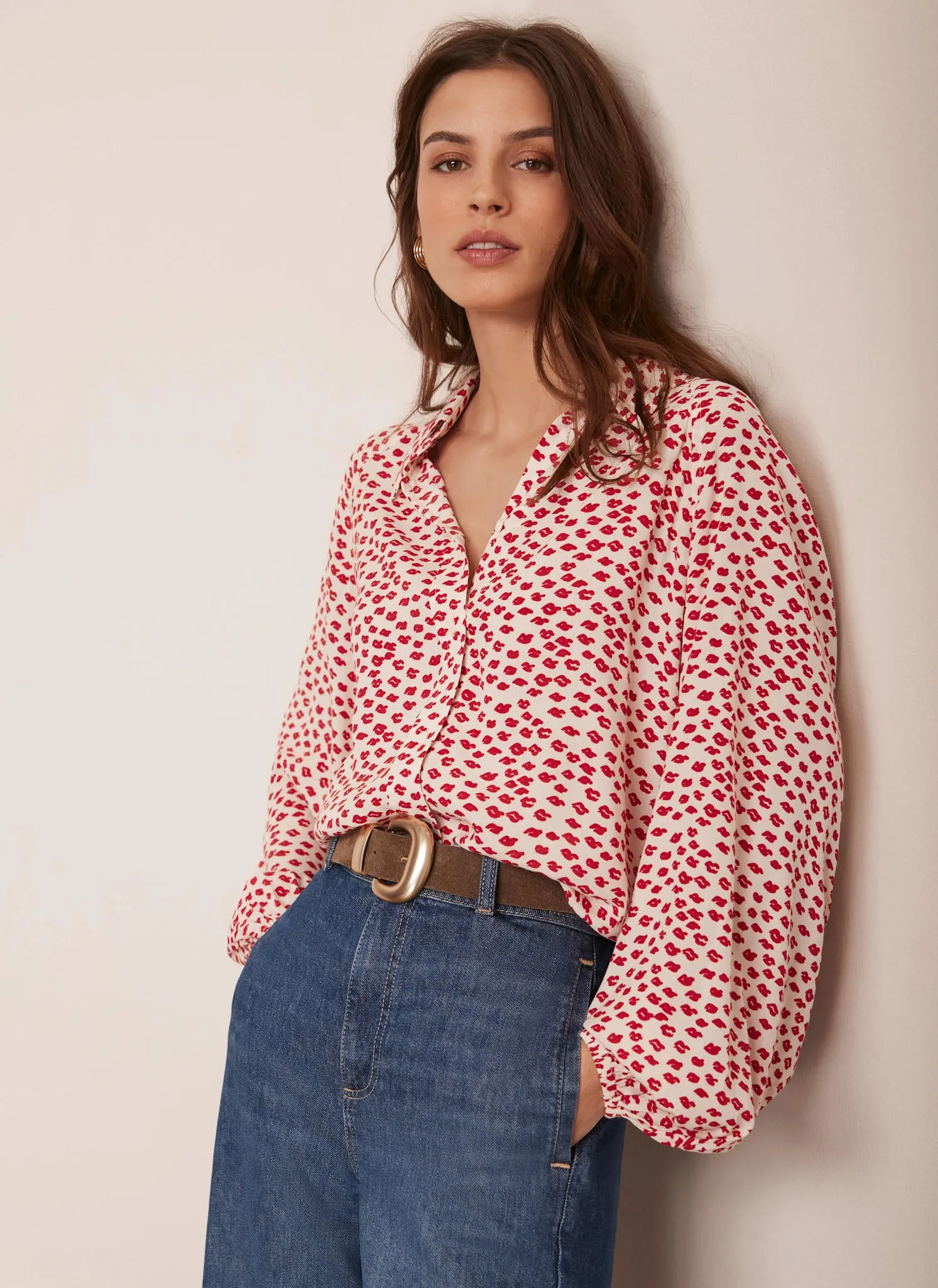 Cream Lips Print Shirt sold by Mint Velvet product image thumbnail 3