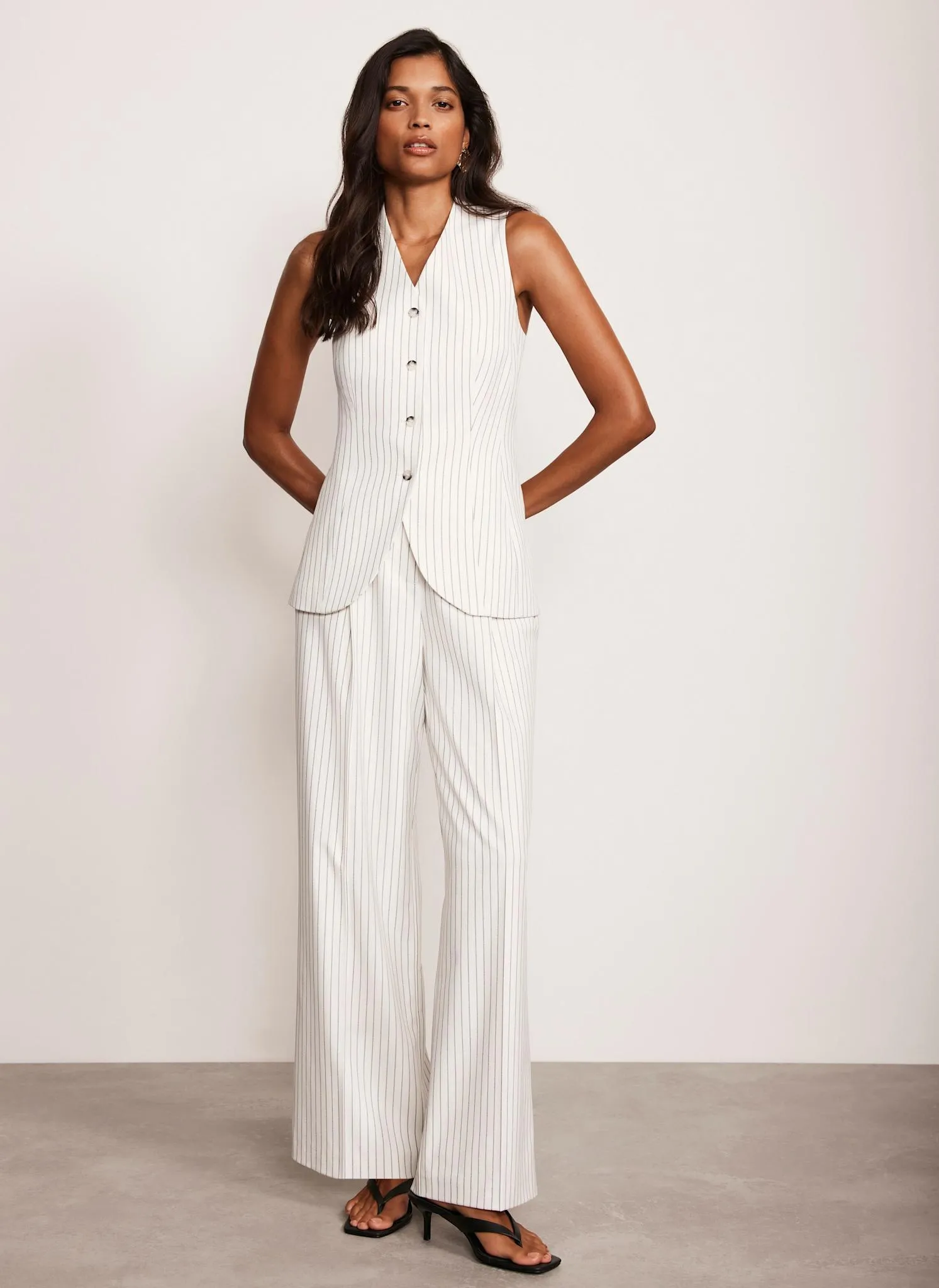 White Pinstripe Waistcoat sold by Mint Velvet product image thumbnail 2