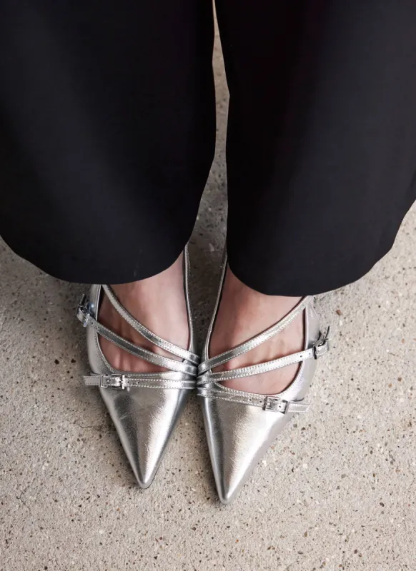 Kit Silver Slingback Kitten Heels sold by Mint Velvet