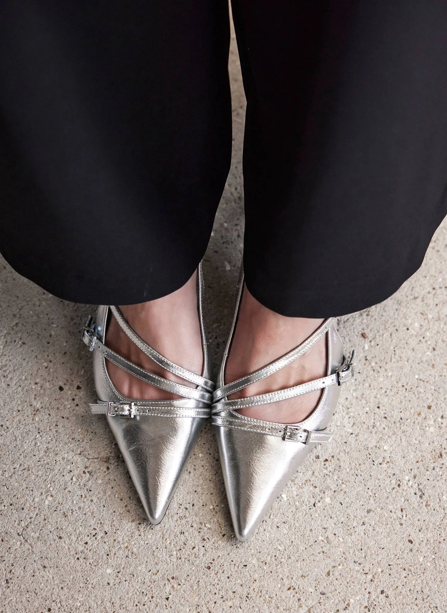 Kit Silver Slingback Kitten Heels sold by Mint Velvet