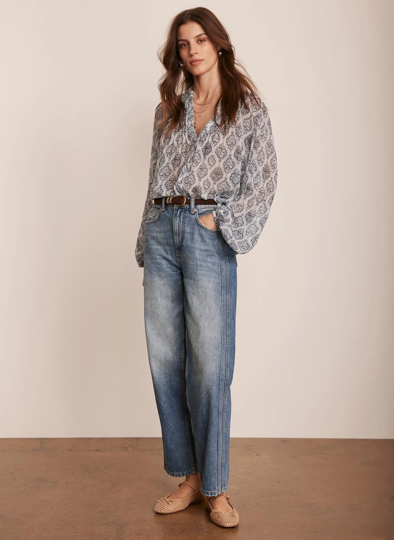 Blue Geometric Print Boho Blouse sold by Mint Velvet product image thumbnail 3