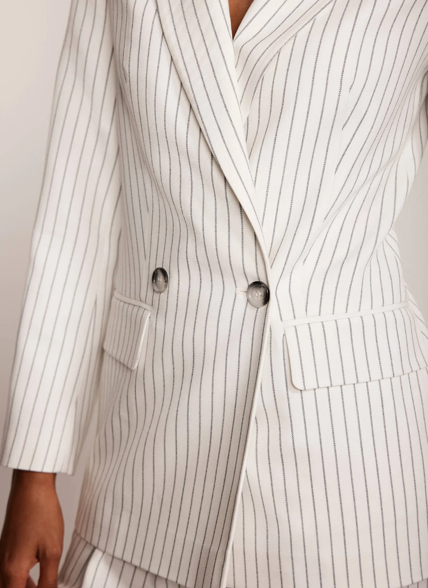White Double Breasted Pinstripe Blazer sold by Mint Velvet product image thumbnail 4
