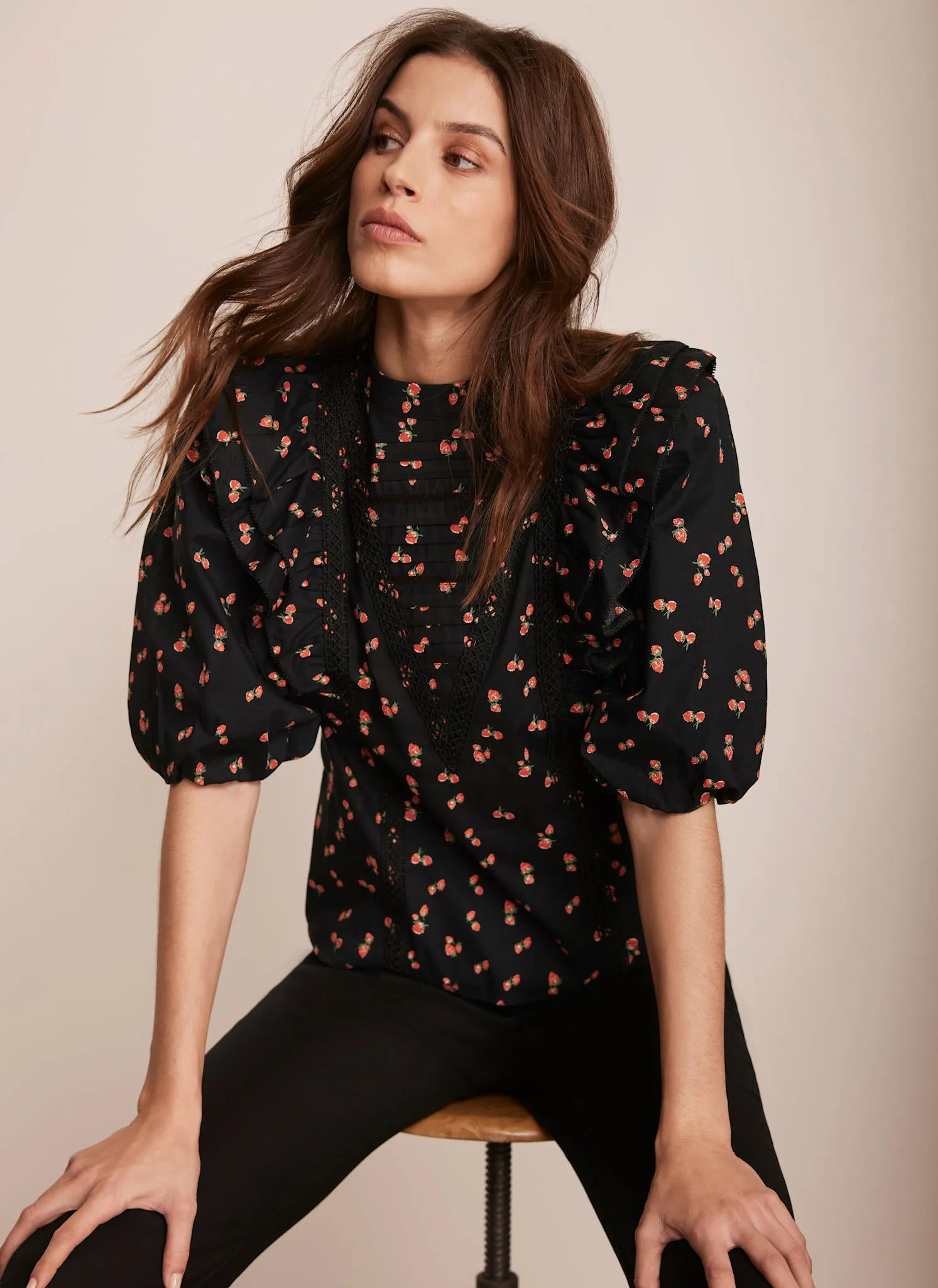 Black Strawberry Print Top sold by Mint Velvet product image thumbnail 2