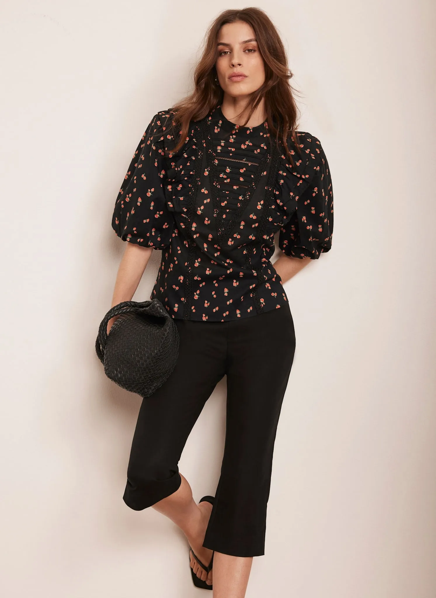 Black Strawberry Print Top sold by Mint Velvet