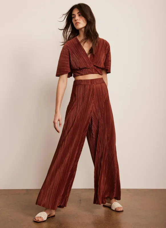 Red Plisse Top and Trouser Set sold by Mint Velvet