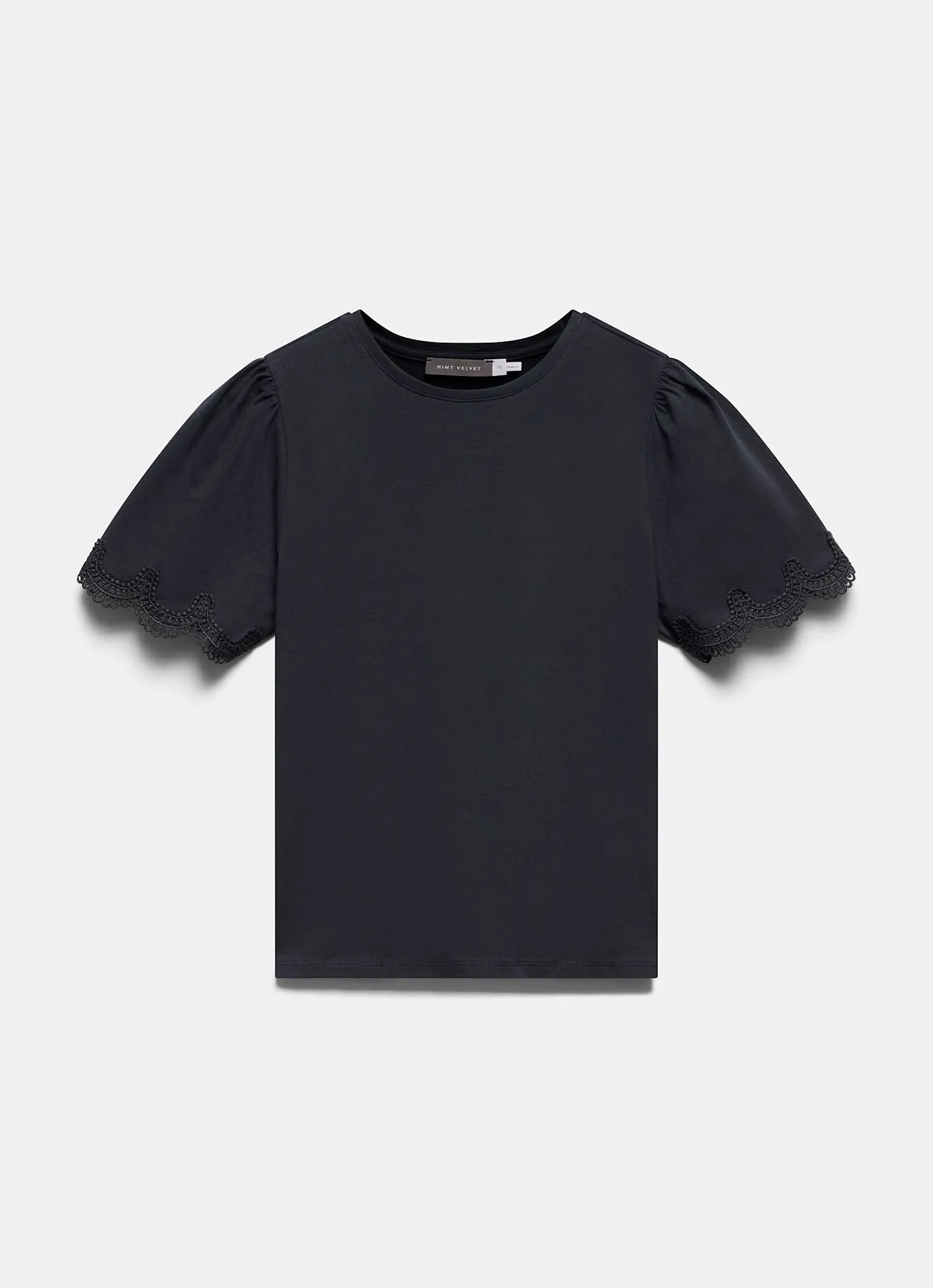 White Cotton Lace Trim T-Shirt sold by Mint Velvet product image thumbnail 4