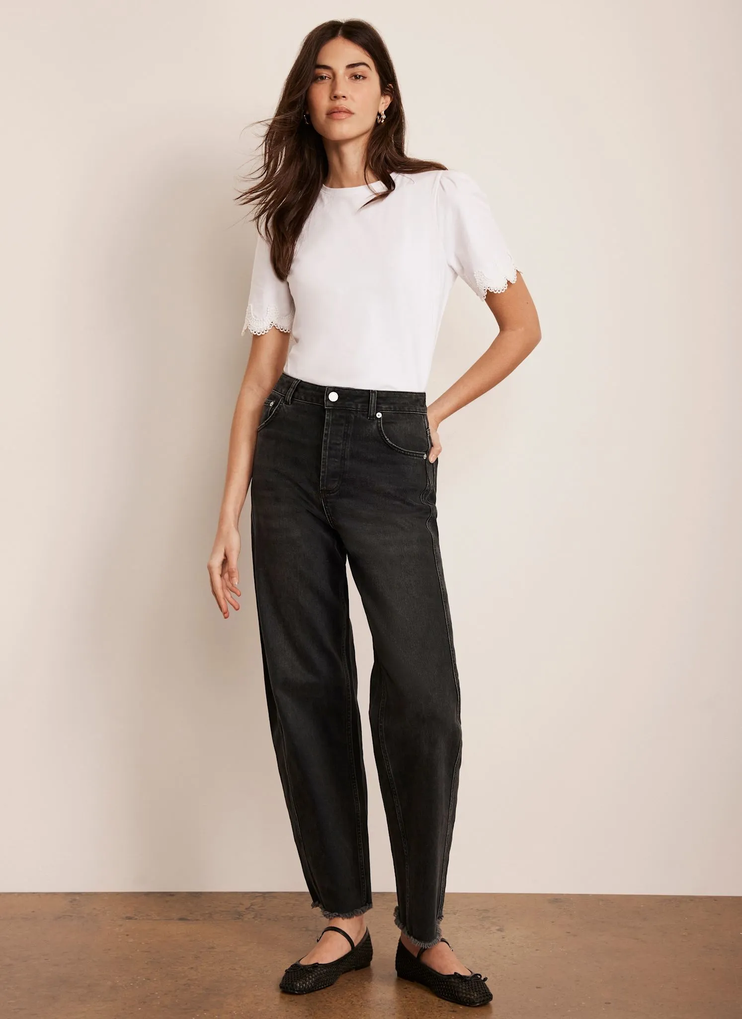 Cream Cotton Lace Trim T-Shirt sold by Mint Velvet product image thumbnail 3