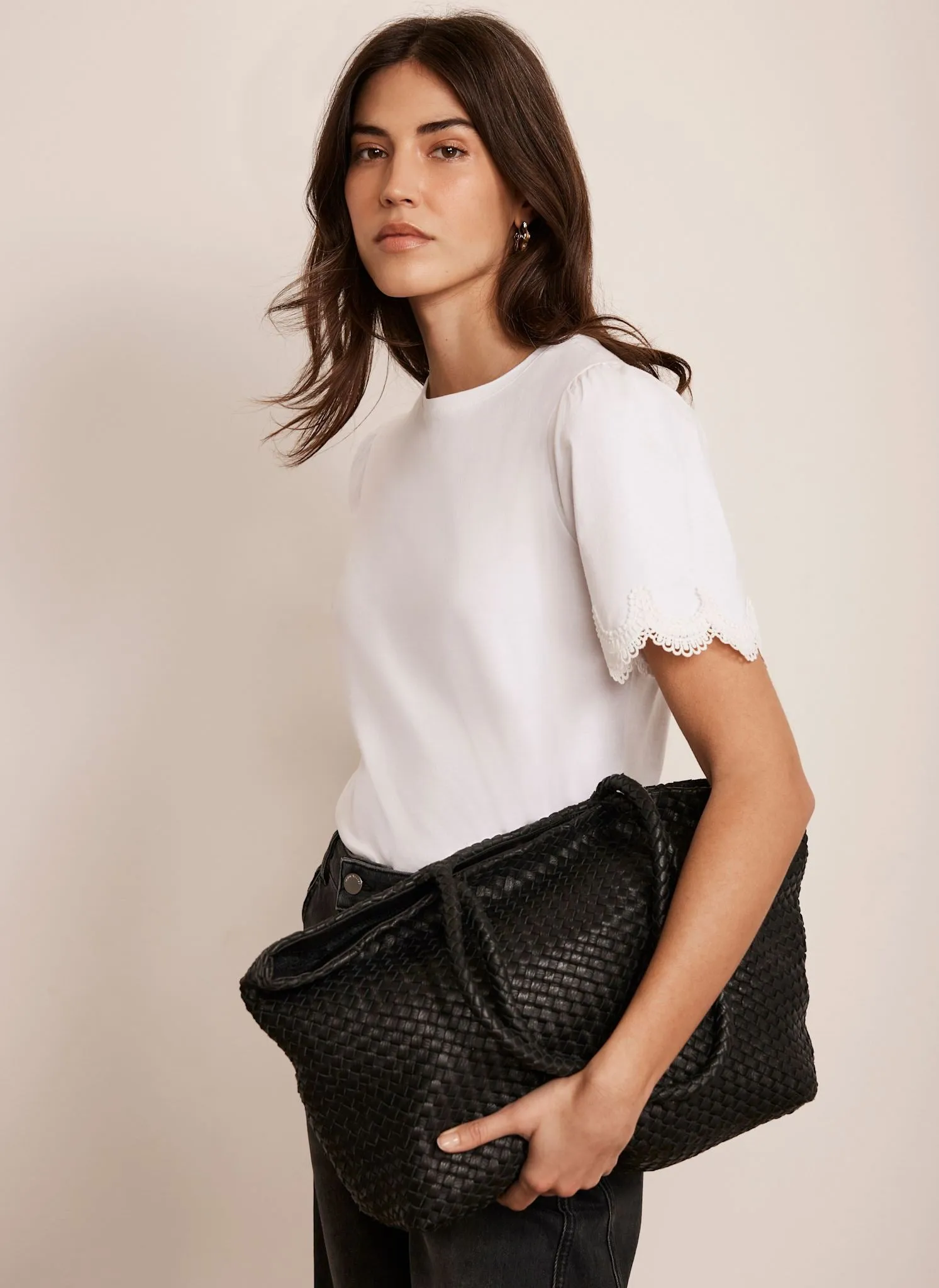 Cream Cotton Lace Trim T-Shirt sold by Mint Velvet product image thumbnail 5