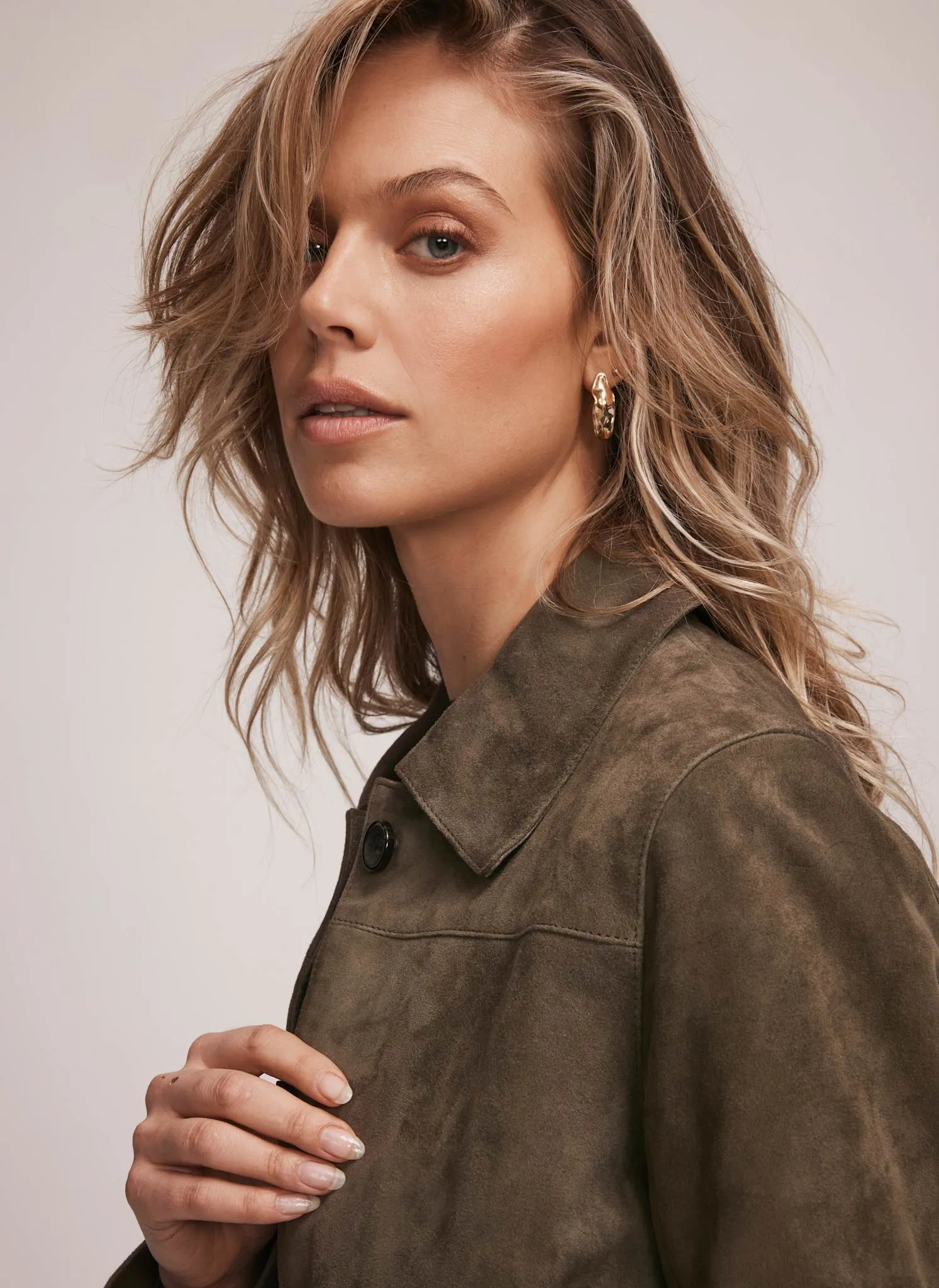 Khaki Suede Pocket Detail Jacket sold by Mint Velvet product image thumbnail 2