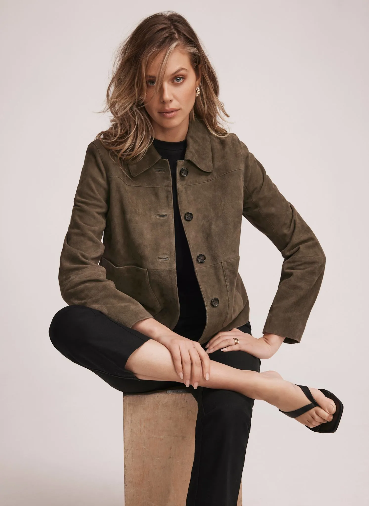Khaki Suede Pocket Detail Jacket sold by Mint Velvet product image thumbnail 4