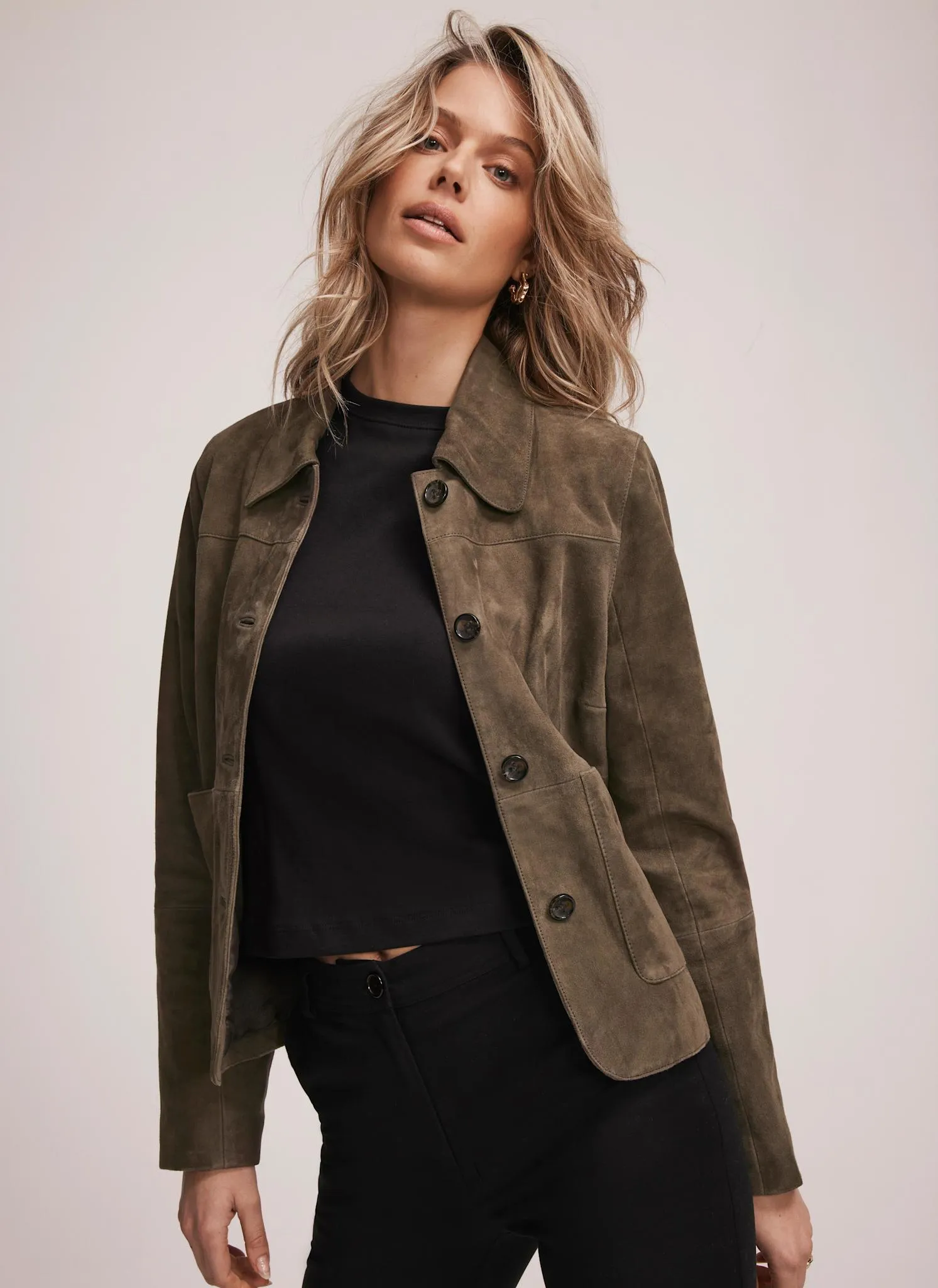 Khaki Suede Pocket Detail Jacket sold by Mint Velvet product image thumbnail 5