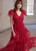 Red Tulle Ruffle Maxi Dress sold by Mint Velvet