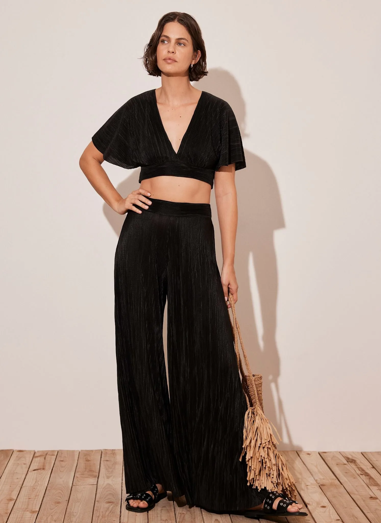 Black Plisse Top and Trouser Set sold by Mint Velvet product image thumbnail 2