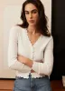 White Scallop Trim Ribbed Cardigan sold by Mint Velvet