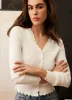 White Scallop Trim Ribbed Cardigan sold by Mint Velvet