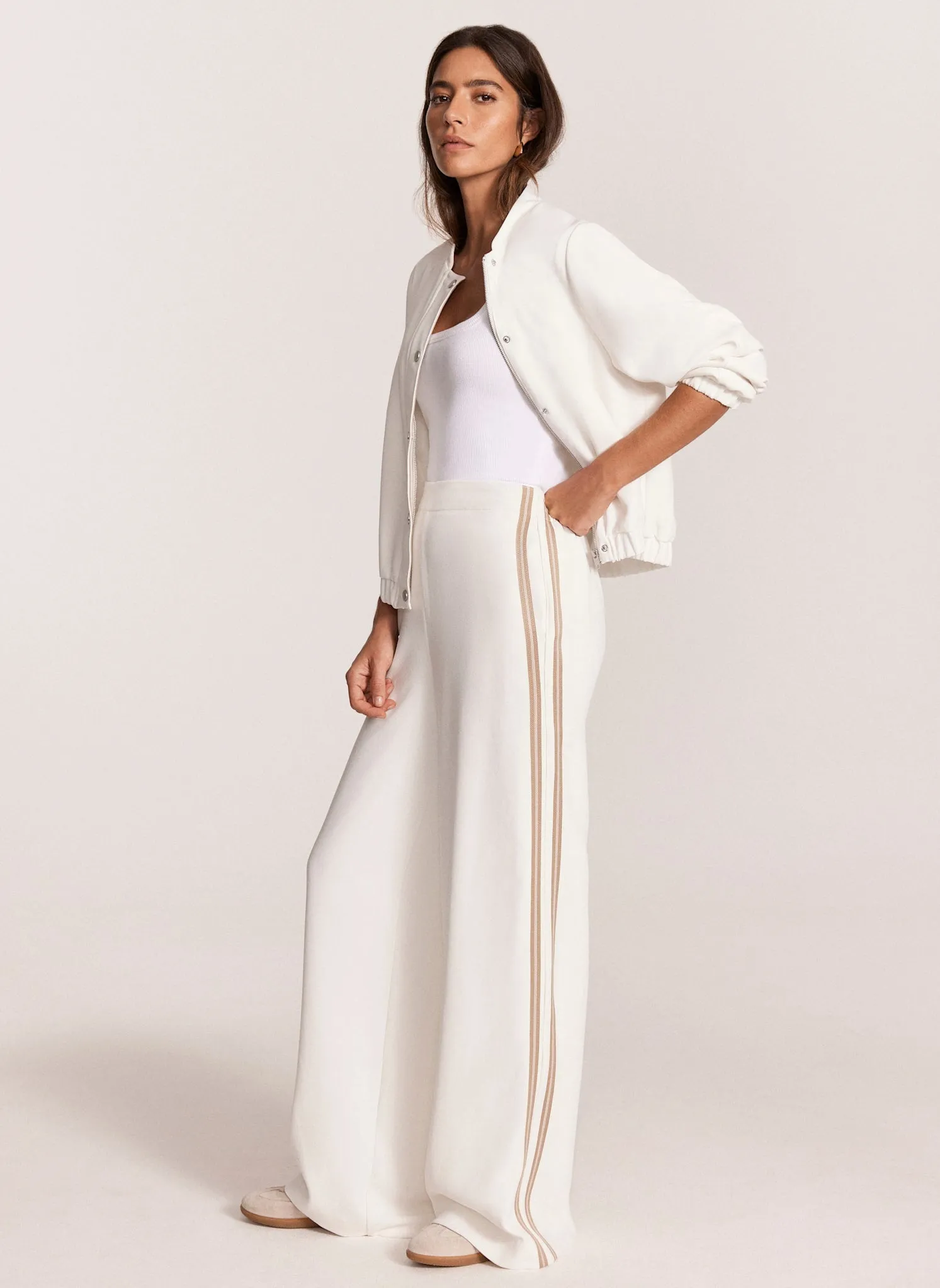 White Side Stripe Wide Trousers sold by Mint Velvet