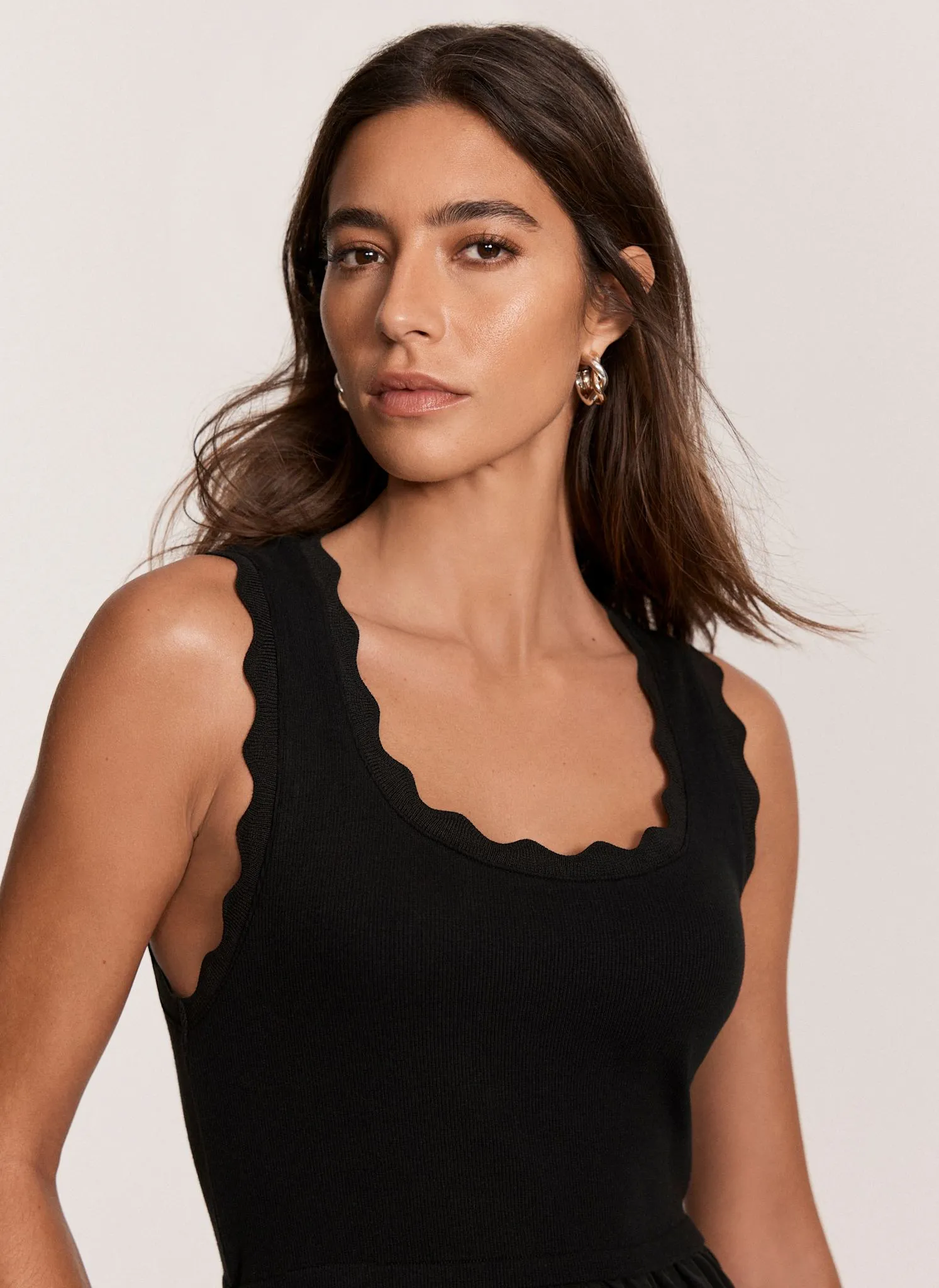 Black Scallop Trim Midi Dress sold by Mint Velvet product image thumbnail 3