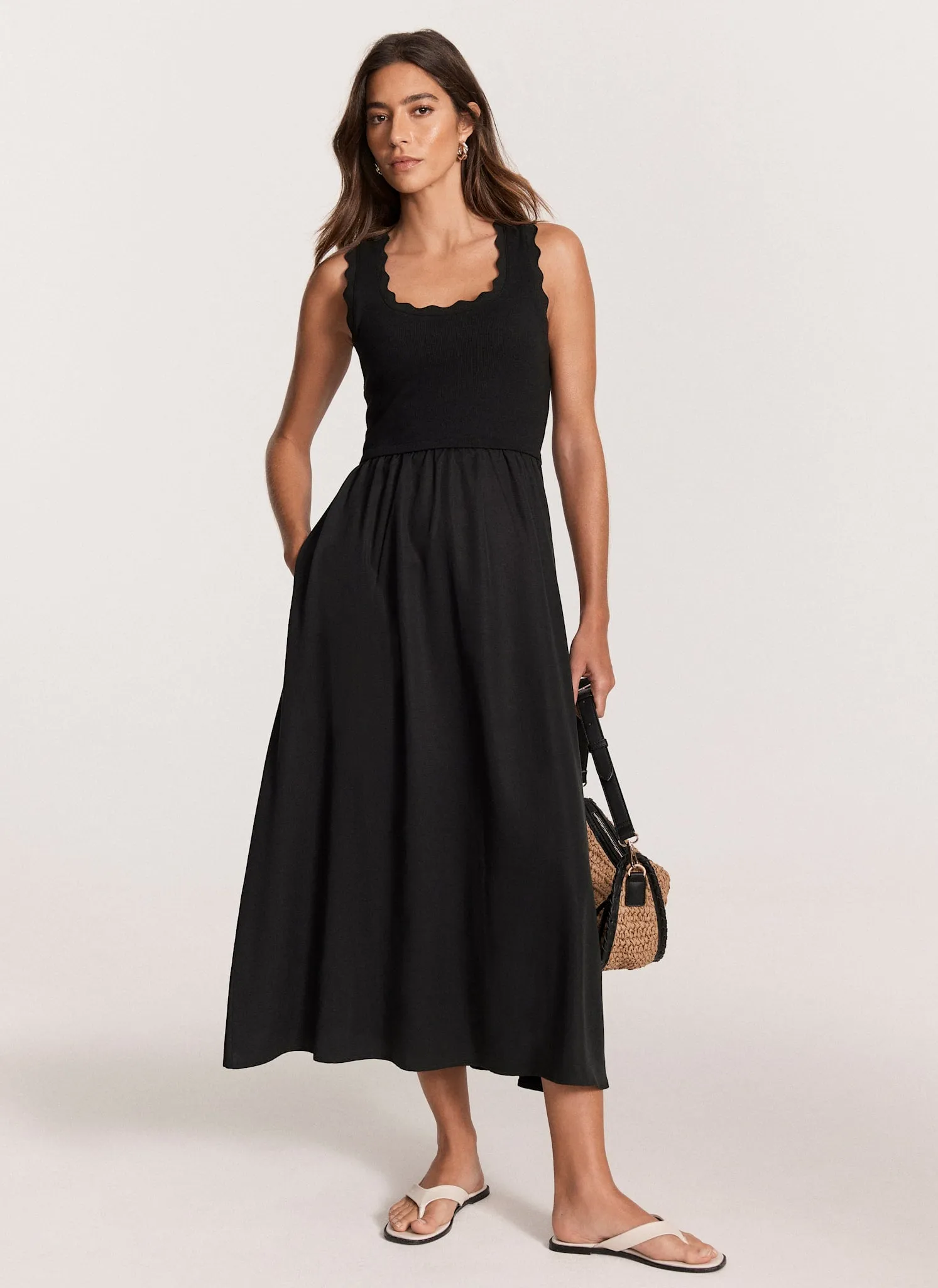 Black Scallop Trim Midi Dress sold by Mint Velvet product image thumbnail 2