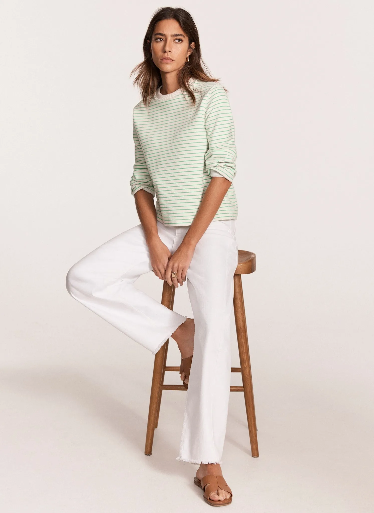 Green Textured Striped Sweatshirt sold by Mint Velvet product image thumbnail 2