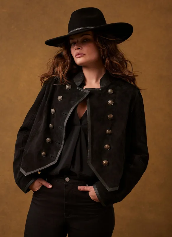 Black Suede Military Jacket sold by Mint Velvet