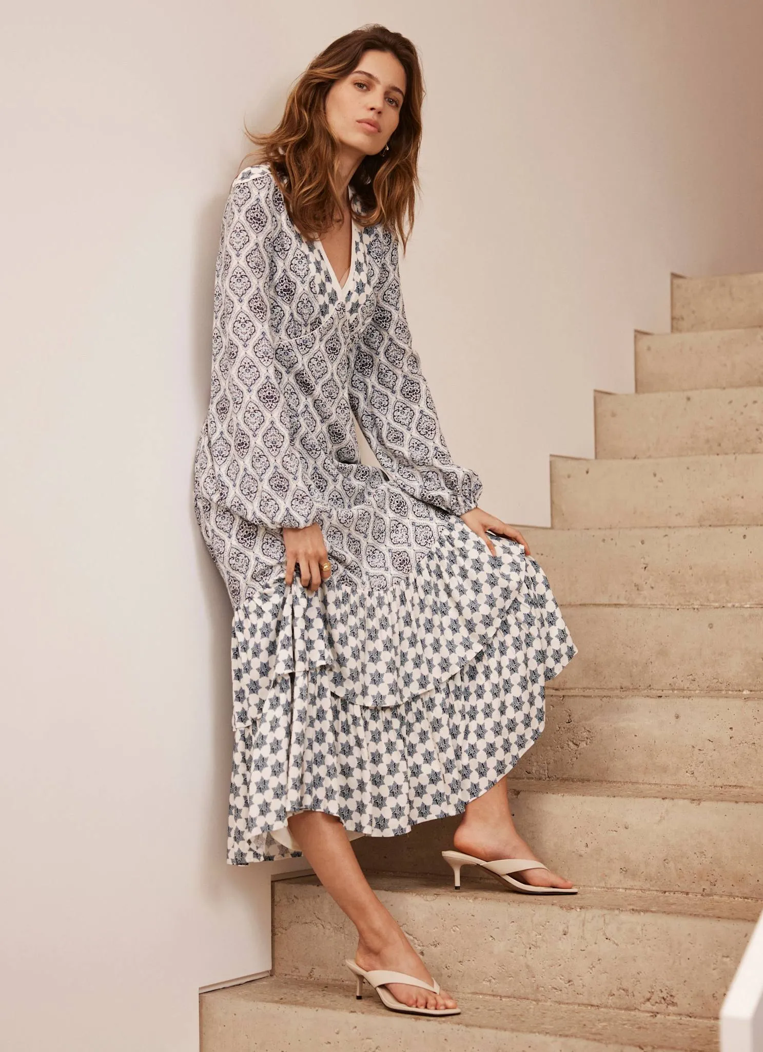 Blue Geometric Print Midi Dress sold by Mint Velvet product image thumbnail 5