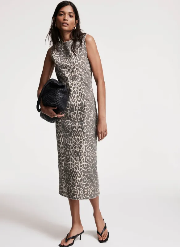 Leopard Print Denim Column Dress sold by Mint Velvet