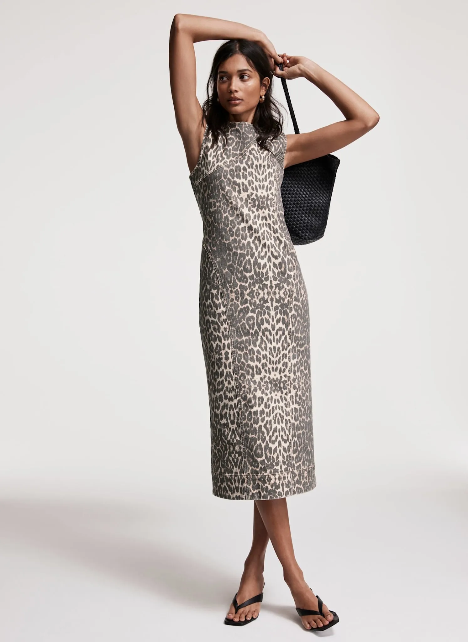 Leopard Print Denim Column Dress sold by Mint Velvet product image thumbnail 2