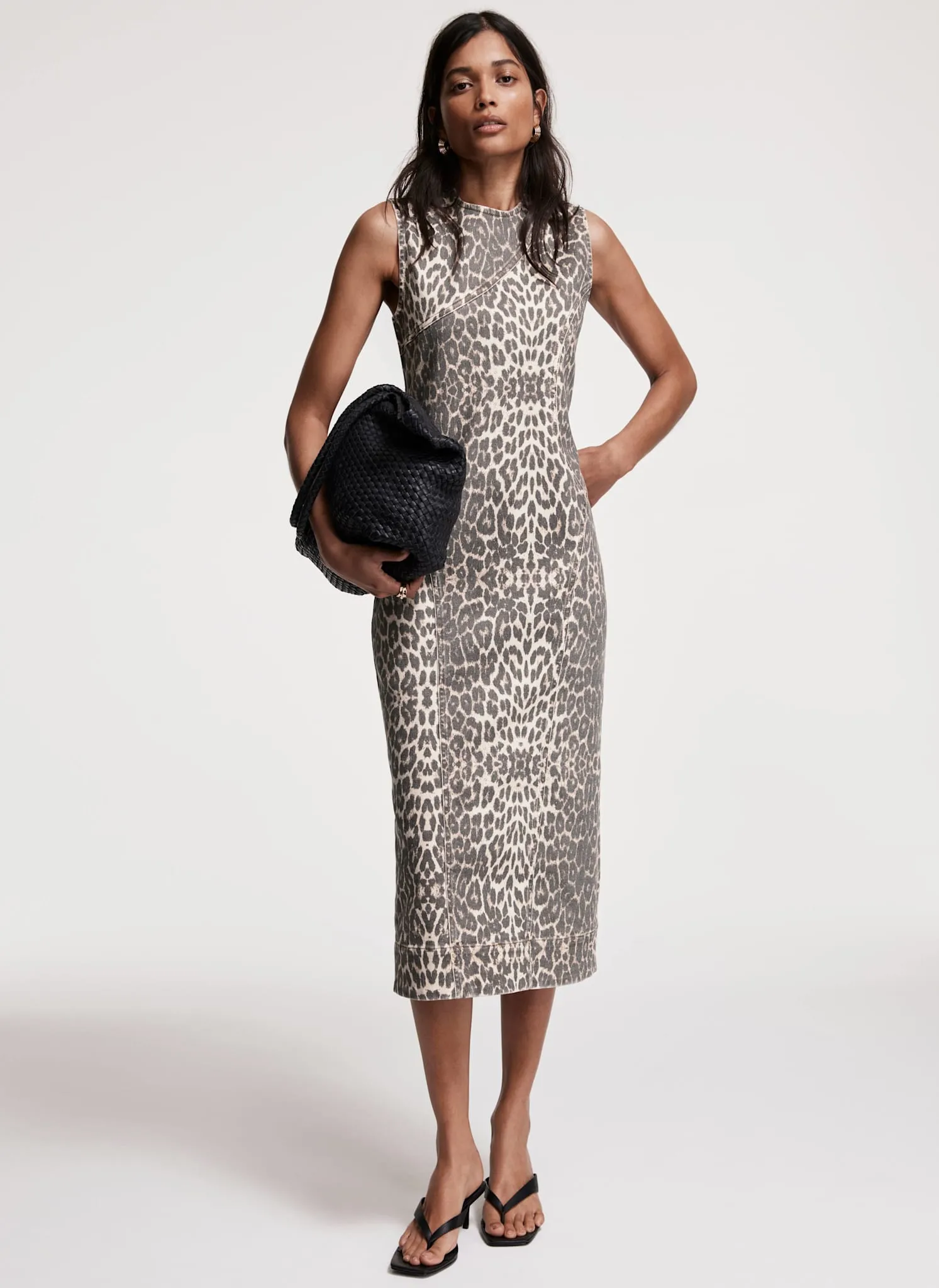 Leopard Print Denim Column Dress sold by Mint Velvet product image thumbnail 4