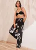 Black Graphic Print Wide Trousers sold by Mint Velvet