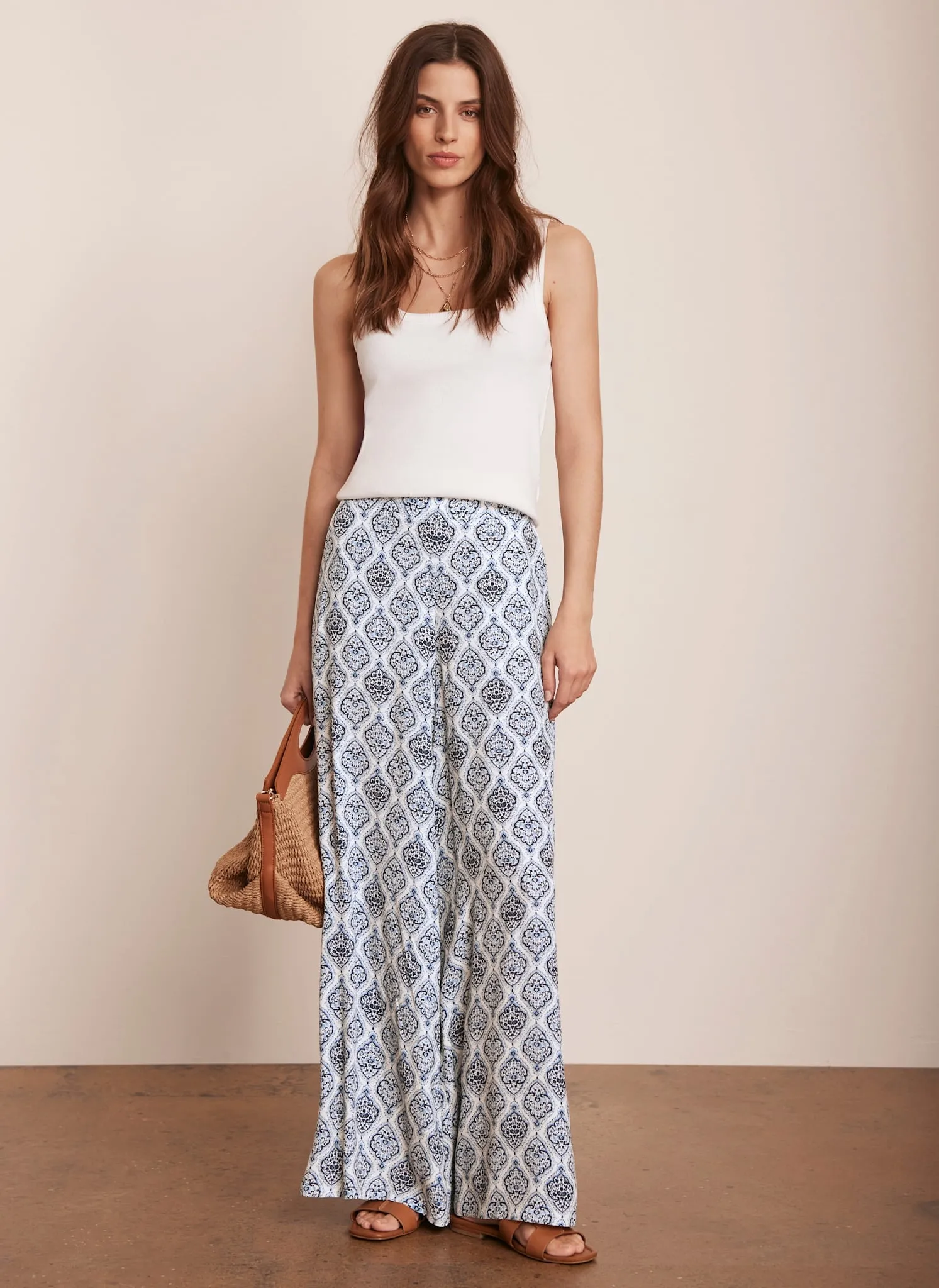 Blue Geometric Print Wide Trousers sold by Mint Velvet product image thumbnail 5