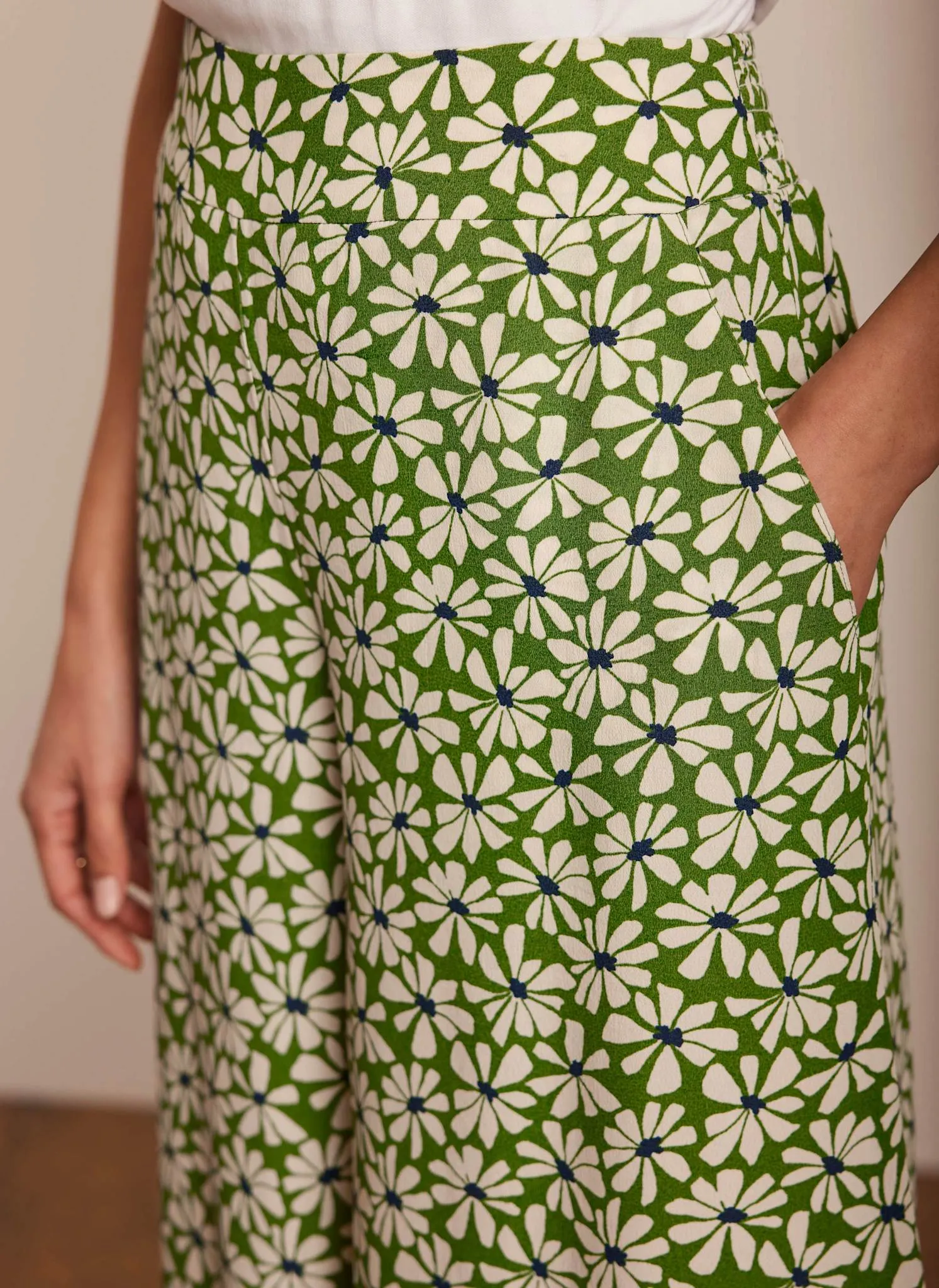 Green Floral Print Wide Trousers sold by Mint Velvet product image thumbnail 5