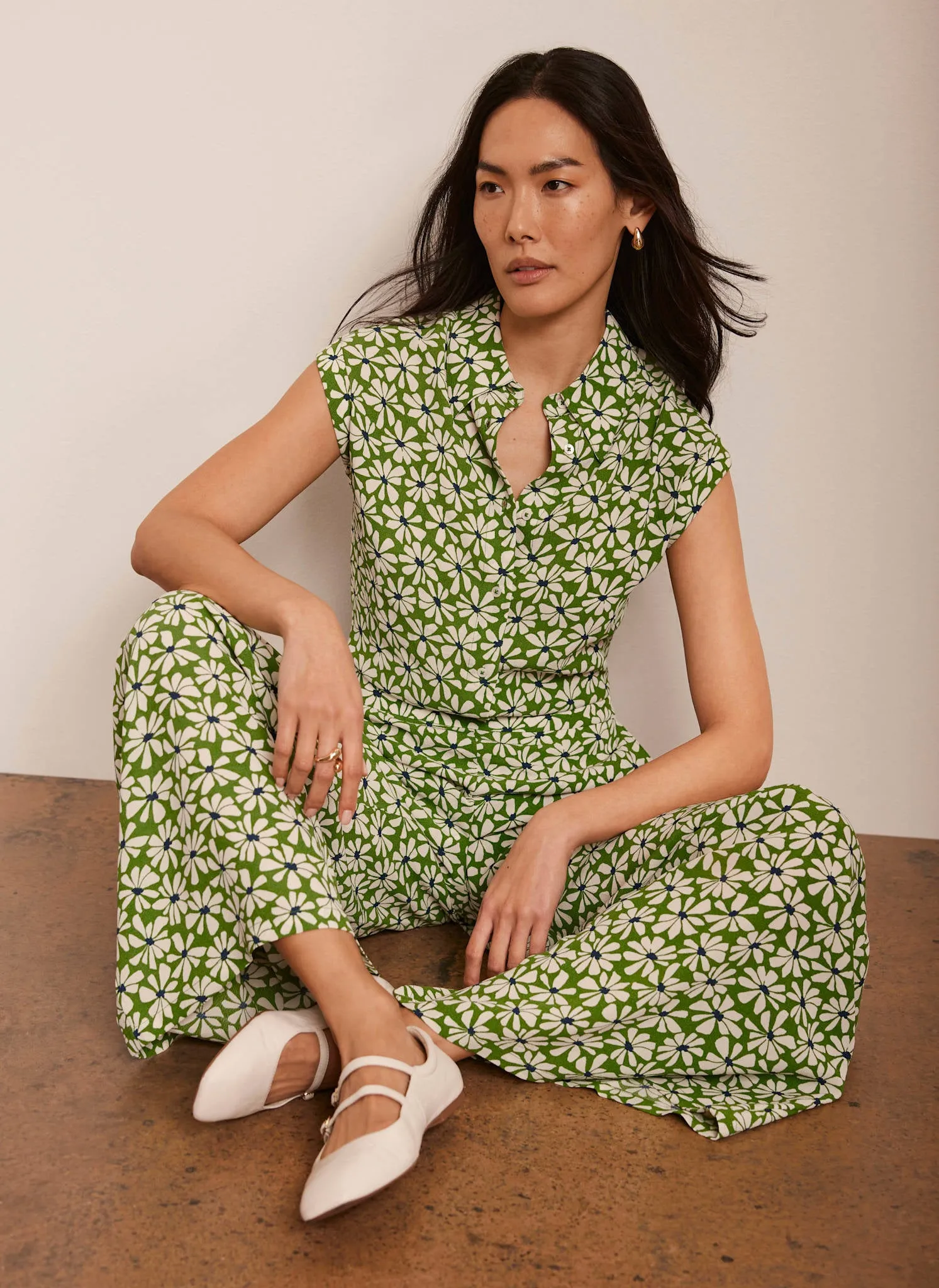 Green Floral Print Longline Shirt sold by Mint Velvet product image thumbnail 3