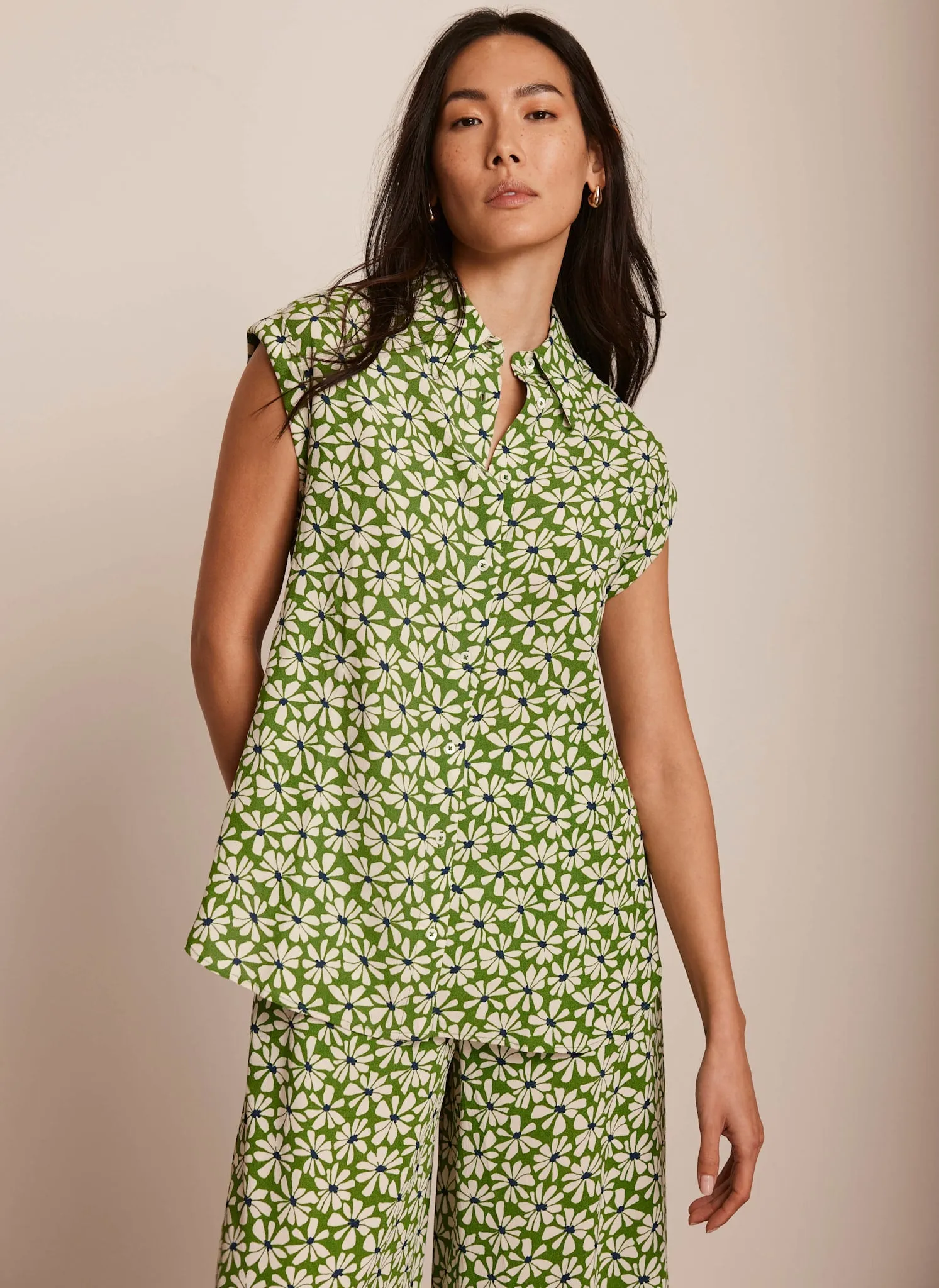 Green Floral Print Longline Shirt sold by Mint Velvet product image thumbnail 5