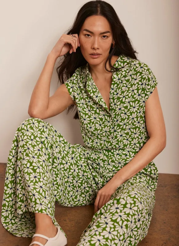 Green Floral Print Longline Shirt sold by Mint Velvet