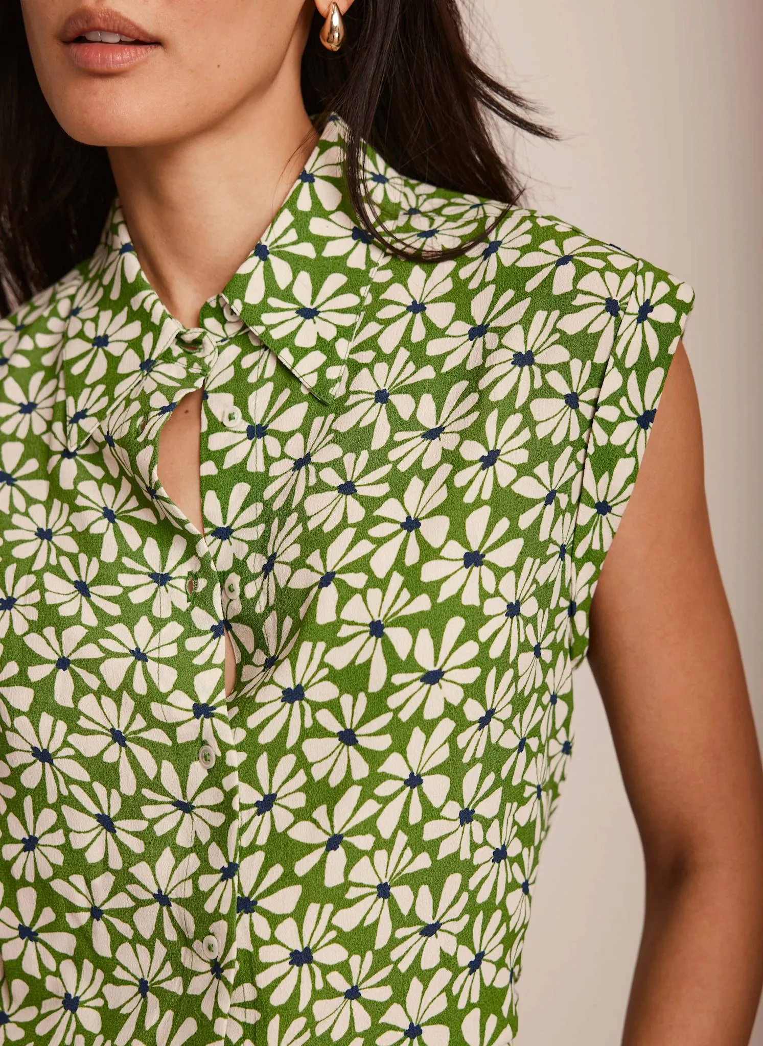 Green Floral Print Longline Shirt sold by Mint Velvet product image thumbnail 4