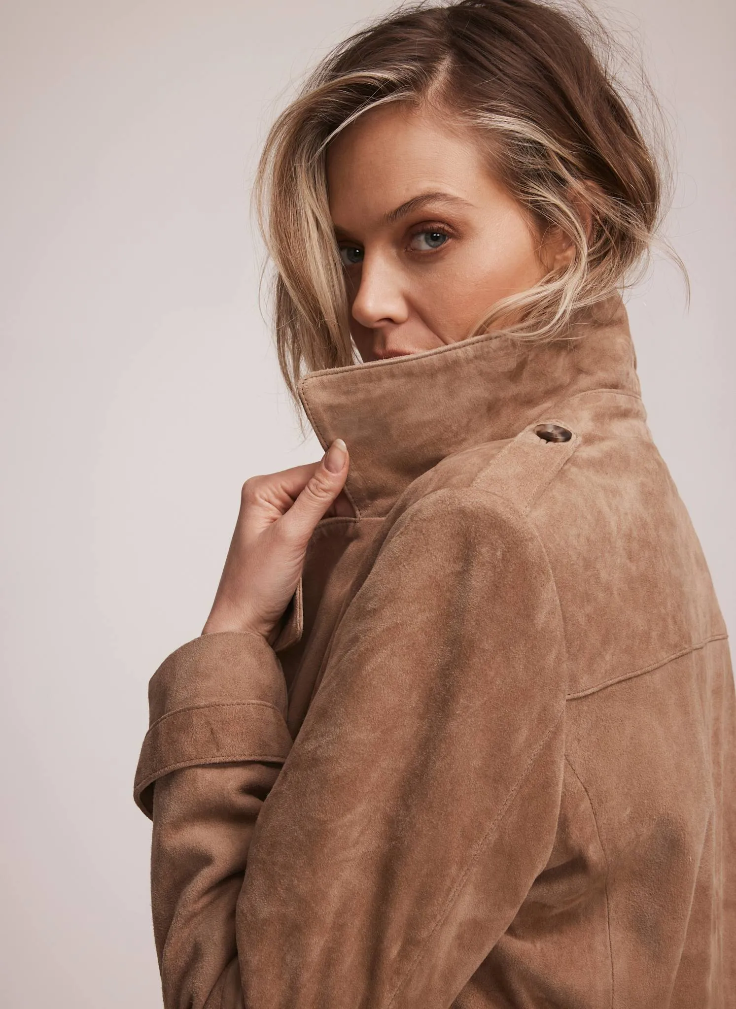 Neutral Suede Trench Coat sold by Mint Velvet product image thumbnail 3